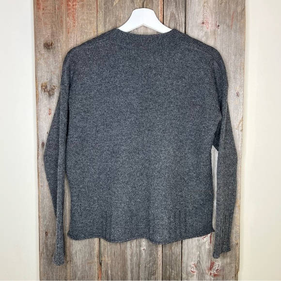 Madewell Starry Night Pullover Sweater Charcoal Grey Wool Cropped Crewneck XS - Picture 5 of 12